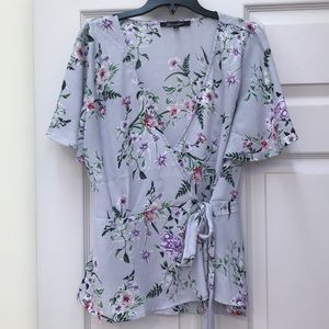 Floral Wrap-Tie Peplum Top